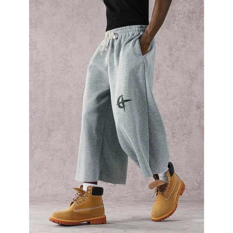 Men's Street Style Badge Graphic Loose Fit Sports Pants