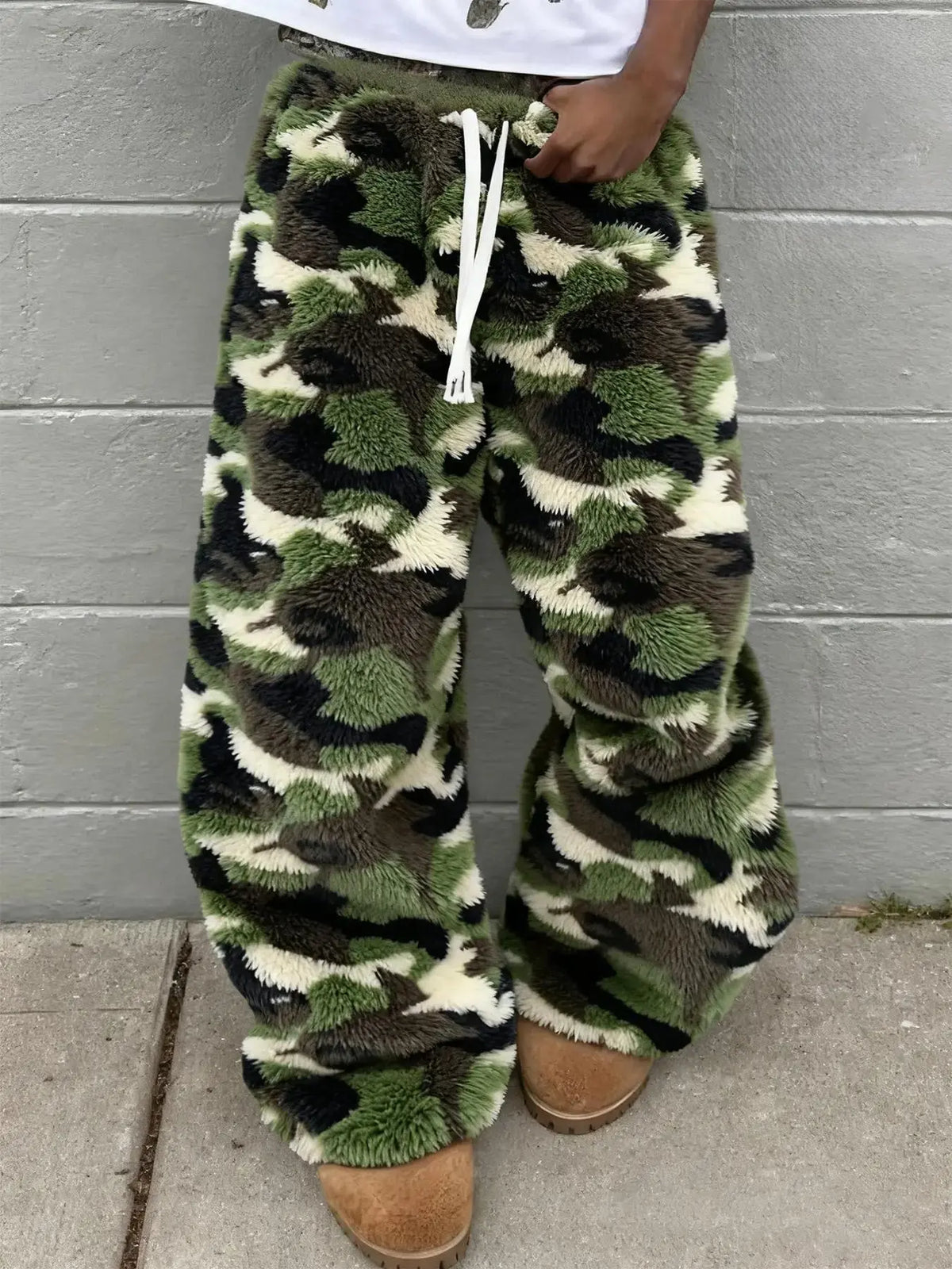 Unisex Leopard Print Fleece Casual Pants