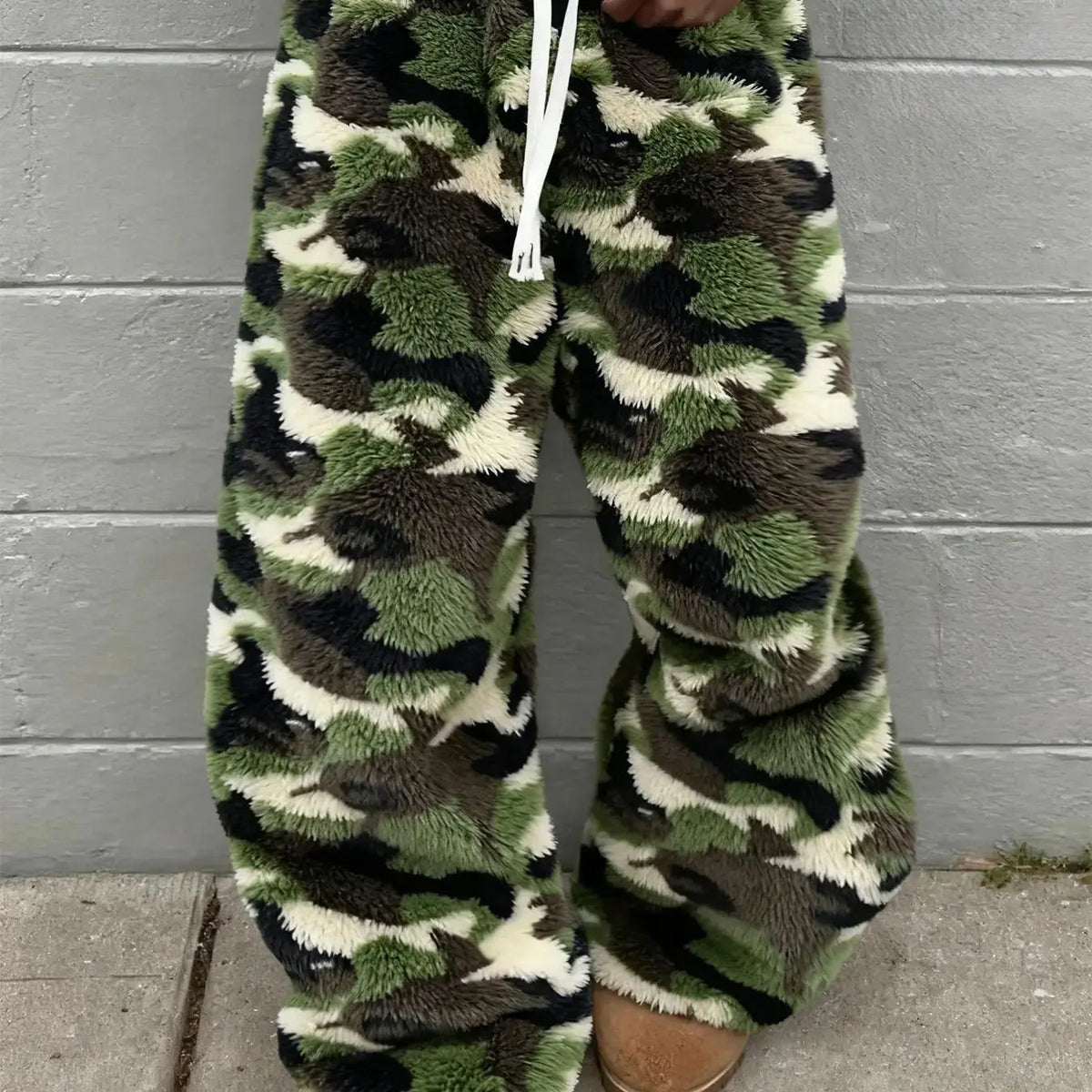Unisex Leopard Print Fleece Casual Pants