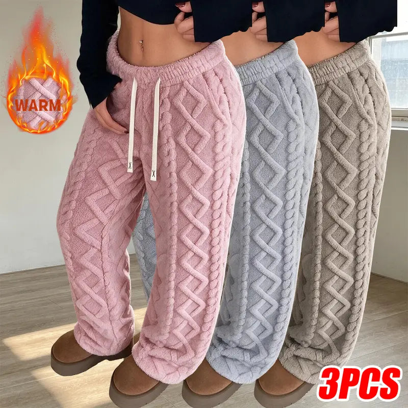 Women's Retro Mid Rise Loose Fleece Pants