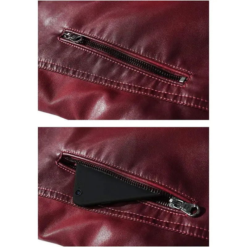 Men's Fitted Vintage Faux Leather Motorcycle Biker Bomber Jacket