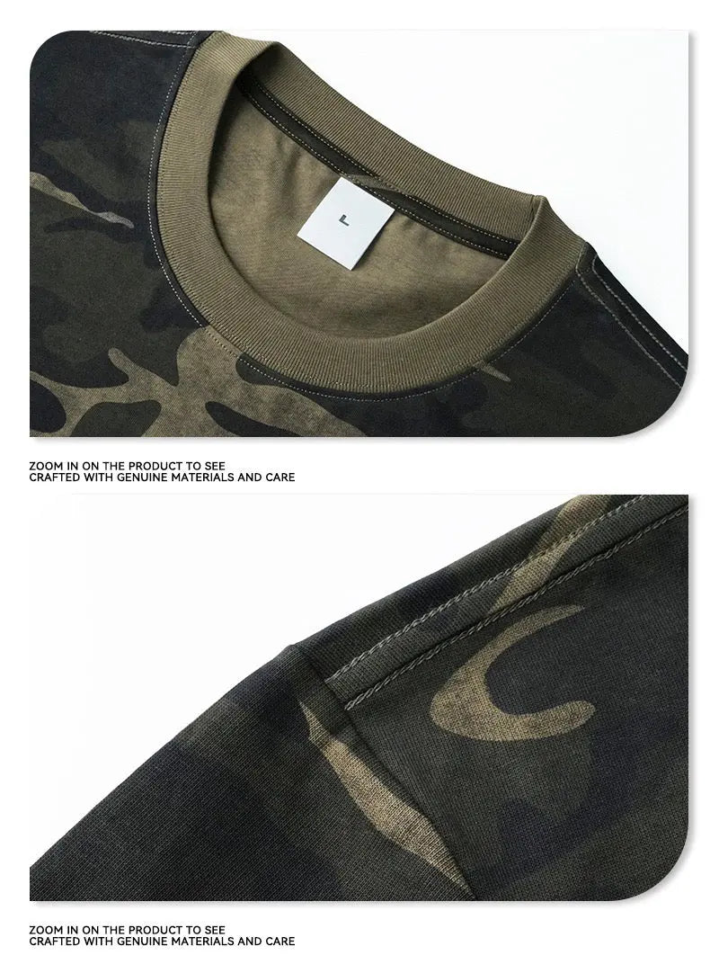 Boxy camo T-shirt by INFLATION featuring a stylish camouflage print and relaxed fit, perfect for streetwear fashion.