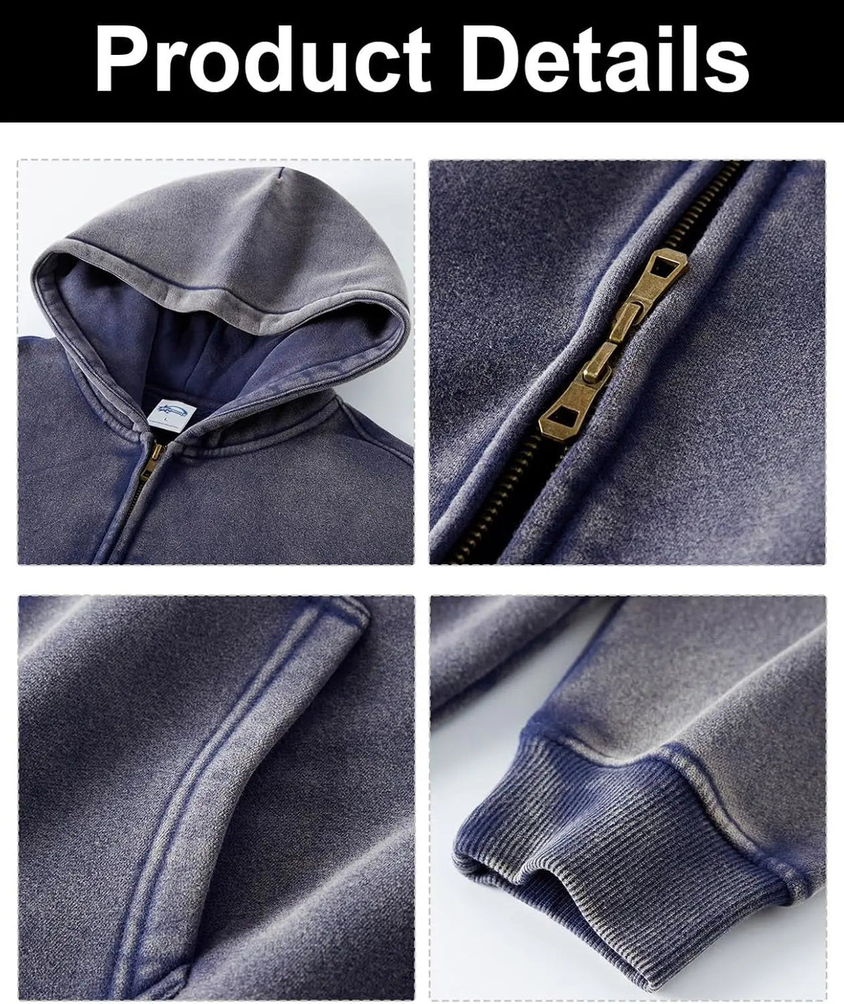 Pink Flation distressed washed fleece zip-up hoodie with a casual fit and cozy fleece material.