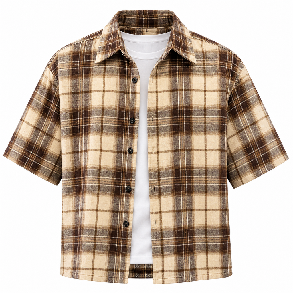 Flation Men’s Cropped Plaid Graphic Shirt | Flation Streetwear