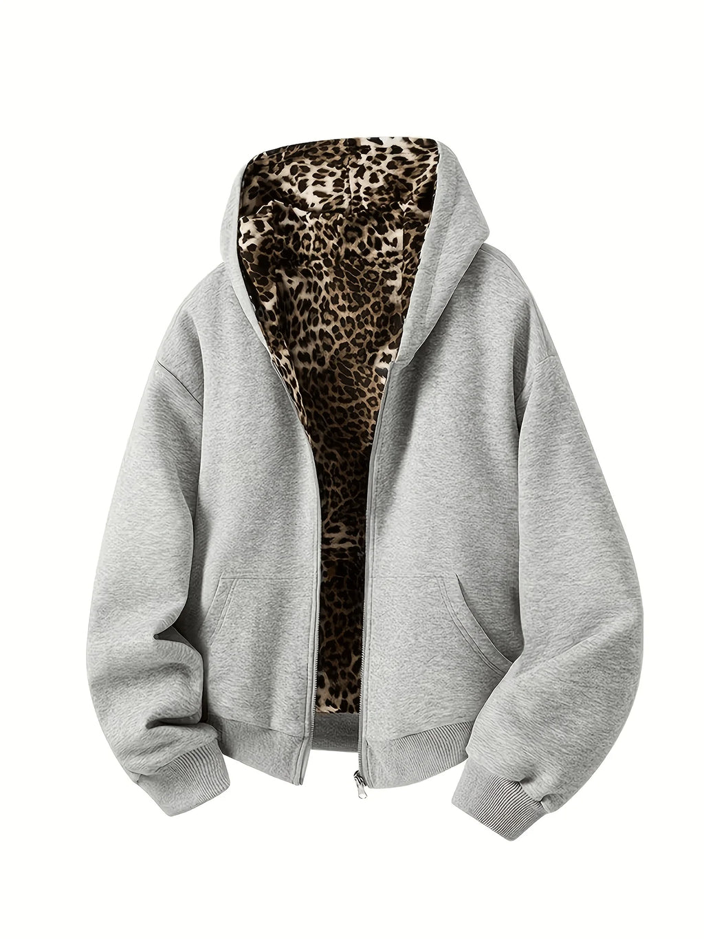 Flation Flation Streetwear Zip-Up Leopard jacket featuring a bold leopard print and casual fit, stylish and trendy outerwear for street fashion.