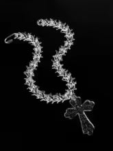 Flation Big Cross Pendant necklace with bramble chain, 48cm length, featuring a detailed cross pendant on a textured chain.