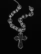 Flation Big Cross Pendant necklace with bramble chain, 48cm length, showcasing a detailed metal cross pendant on a textured chain.