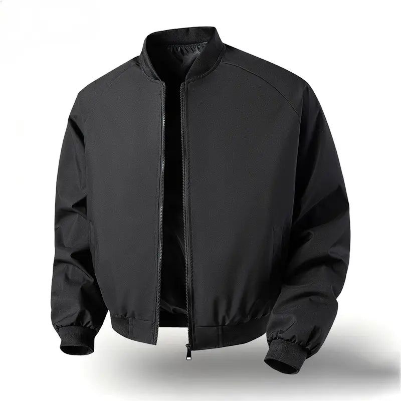 Men's Vintage Plain Long Sleeve Baseball Bomber Jacket