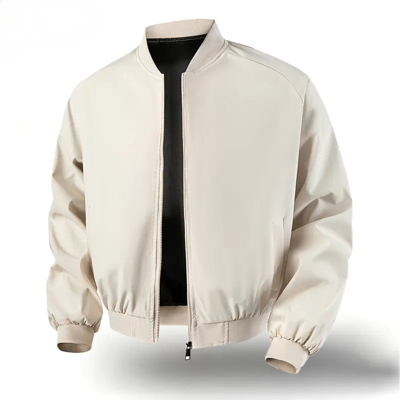 Men's Vintage Plain Long Sleeve Baseball Bomber Jacket
