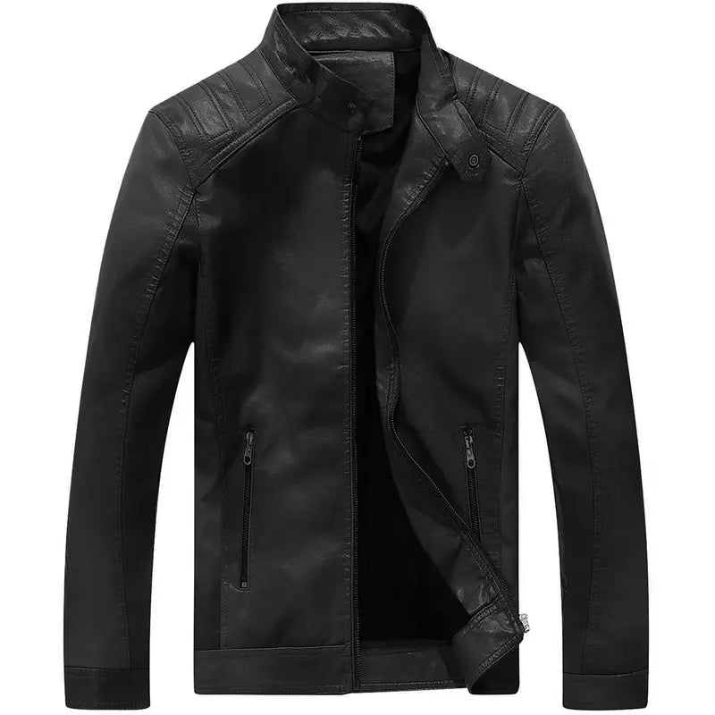 Men's Fitted Vintage Faux Leather Motorcycle Biker Bomber Jacket