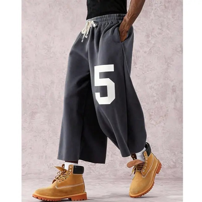 Men's Street Style Badge Graphic Loose Fit Sports Pants