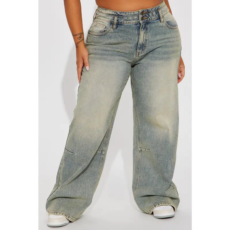 Women's Artesia Tinted Baggy Non Stretch Denim Jeans Light Wash