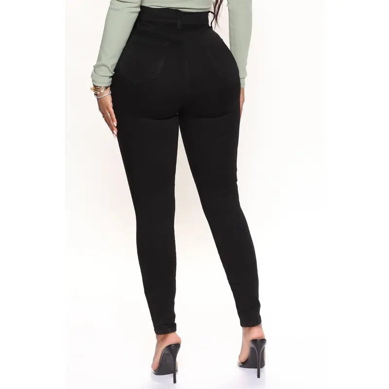 Women's Flex Game Strong Super High Rise Skinny Denim Jeans Black