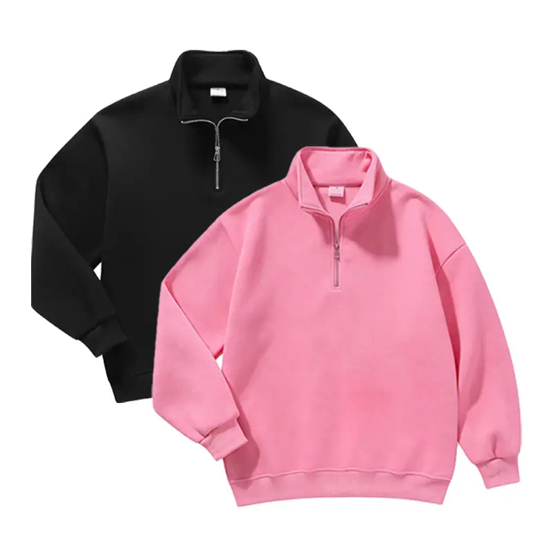 Men's Minimalist Half Zip Drop Shoulder Regular Fit Hoodie