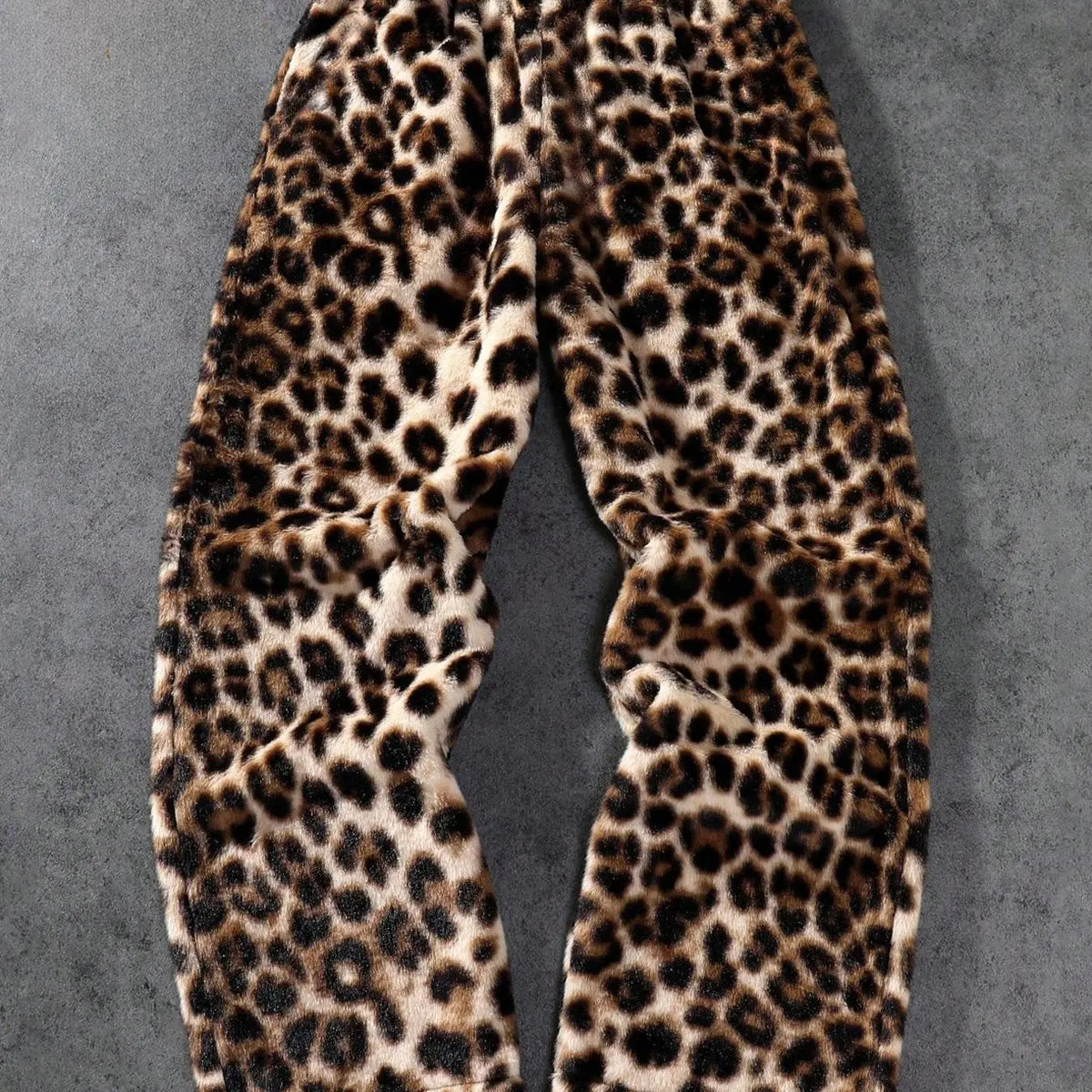 Unisex Leopard Print Fleece Casual Pants