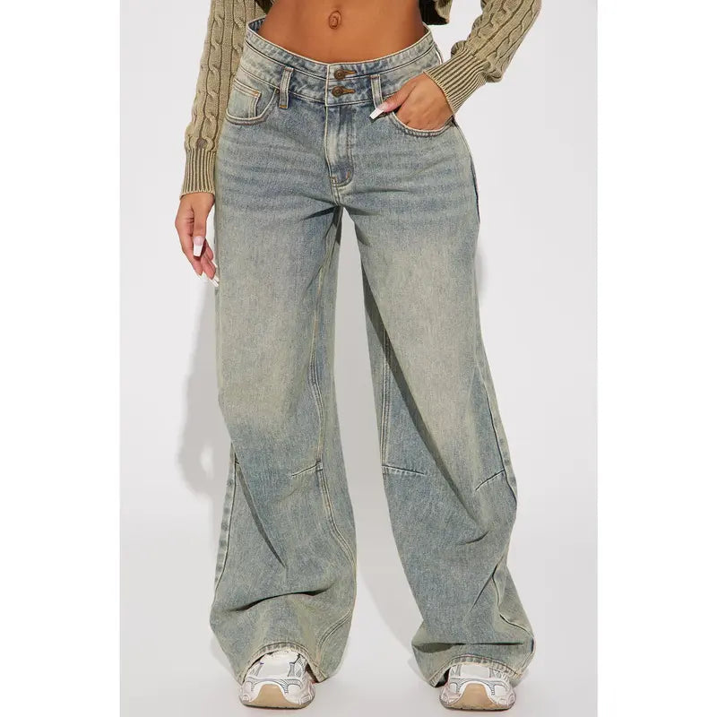 Women's Artesia Tinted Baggy Non Stretch Denim Jeans Light Wash