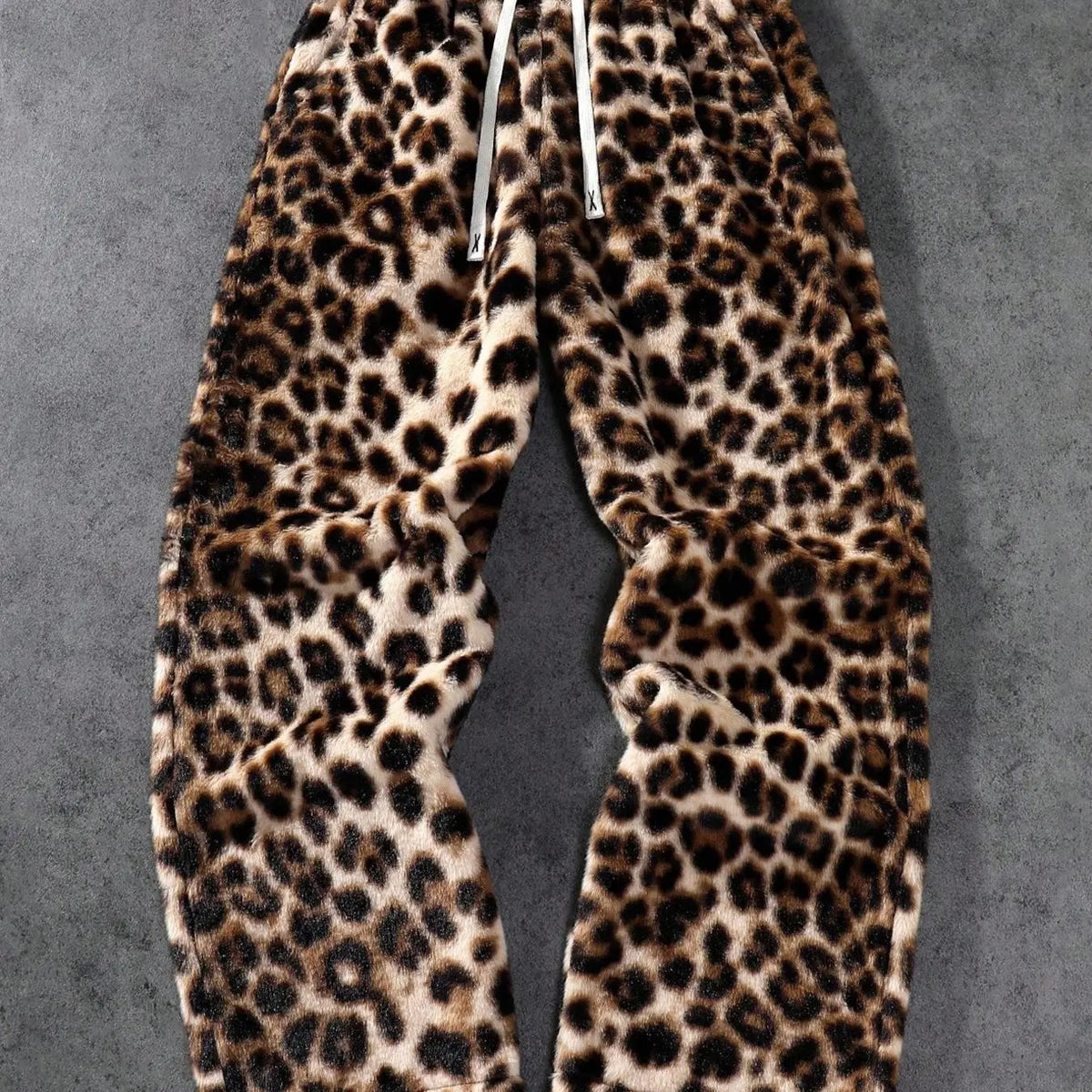 Unisex Leopard Print Fleece Casual Pants
