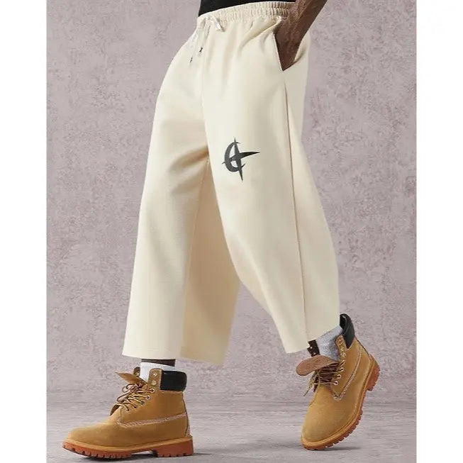 Men's Street Style Badge Graphic Loose Fit Sports Pants