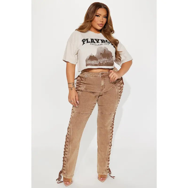 Women's After Hours Lace Up Stretch Flare Pant Khaki