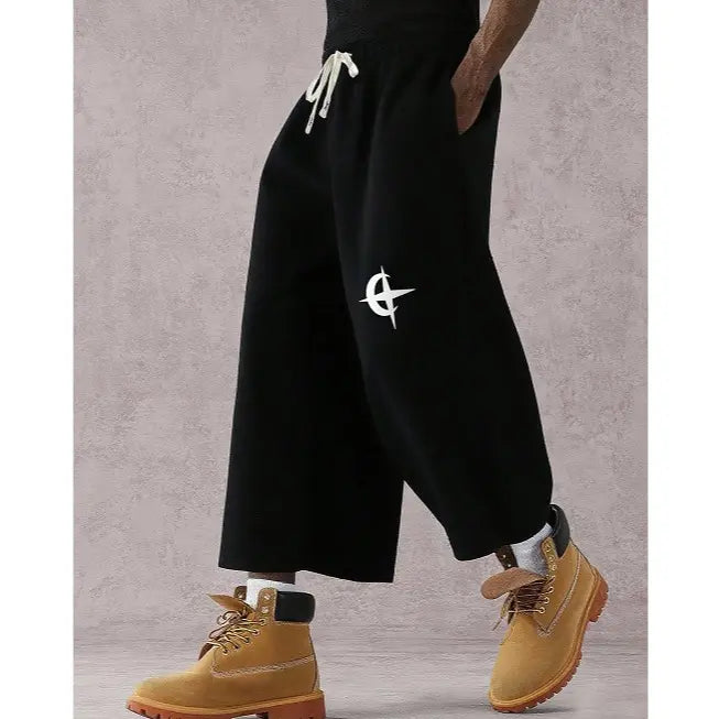 Men's Street Style Badge Graphic Loose Fit Sports Pants