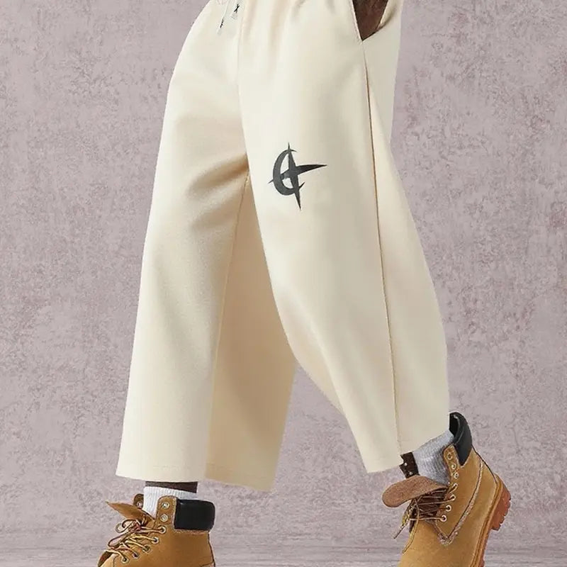 Men's Street Style Badge Graphic Loose Fit Sports Pants