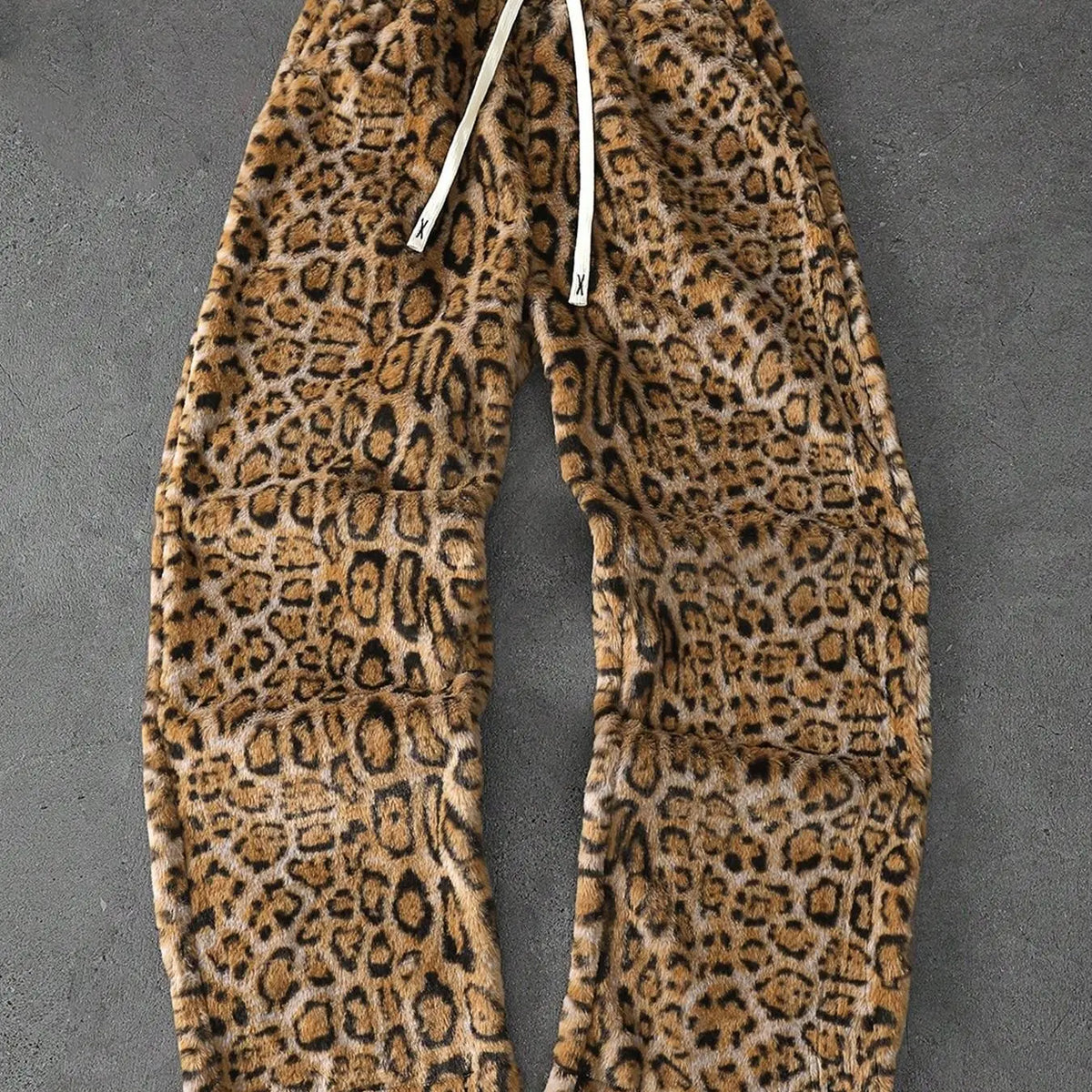 Unisex Leopard Print Fleece Casual Pants