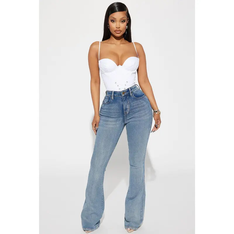 Women's Gemma Sculpting Stretch Flare Denim Jeans Vintage Wash