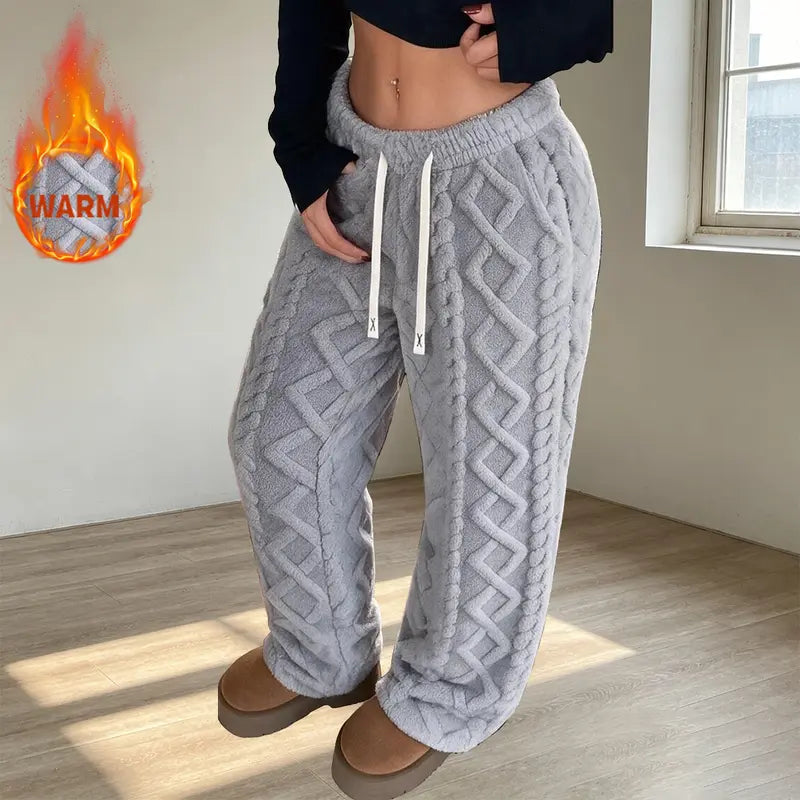 Women's Retro Mid Rise Loose Fleece Pants