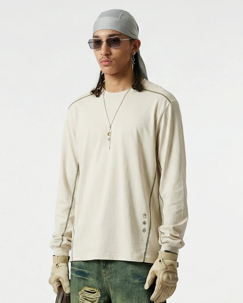 Flation breathable activewear long sleeve tee in apricot color, designed for comfort and streetwear style.