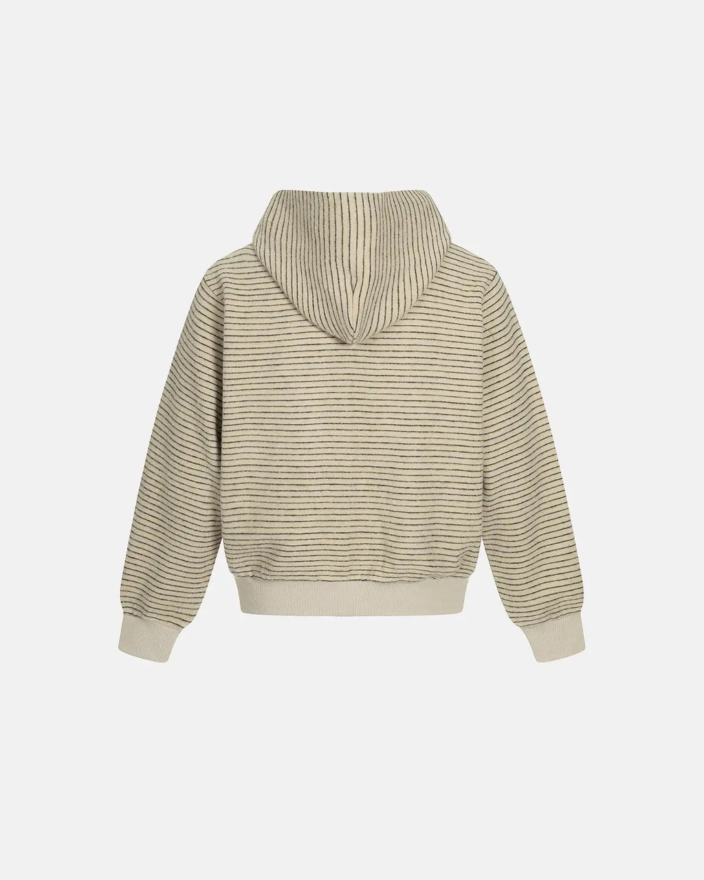 Retro striped zip-up hoodie by Flation Streetwear featuring bold color stripes and a front zipper for casual style.