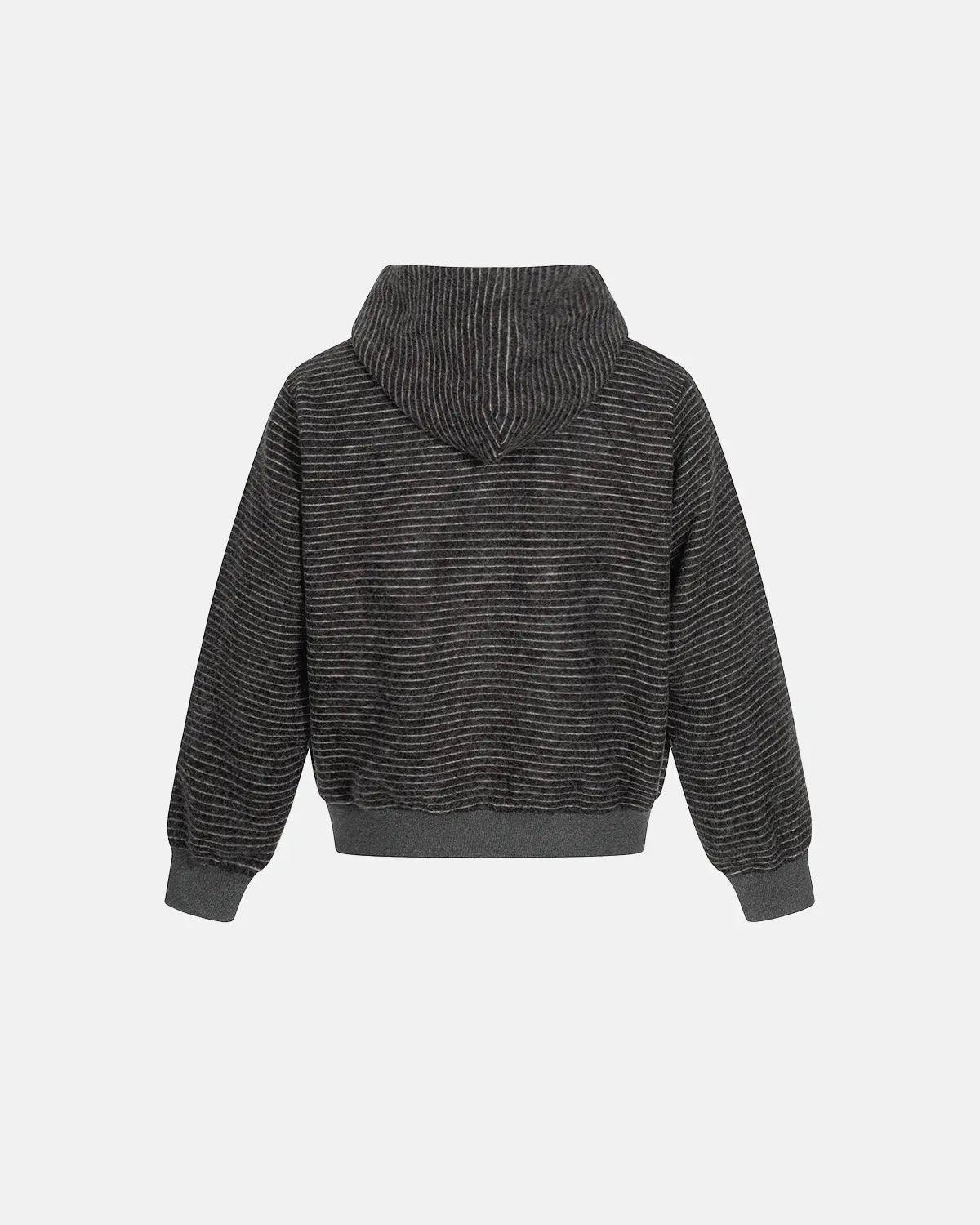 Retro striped zip-up hoodie by Flation Streetwear, featuring bold colorful stripes and a front zipper on a casual hoodie.