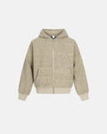 Retro striped zip-up hoodie by Flation Streetwear featuring bold colorful stripes and a front zipper closure.