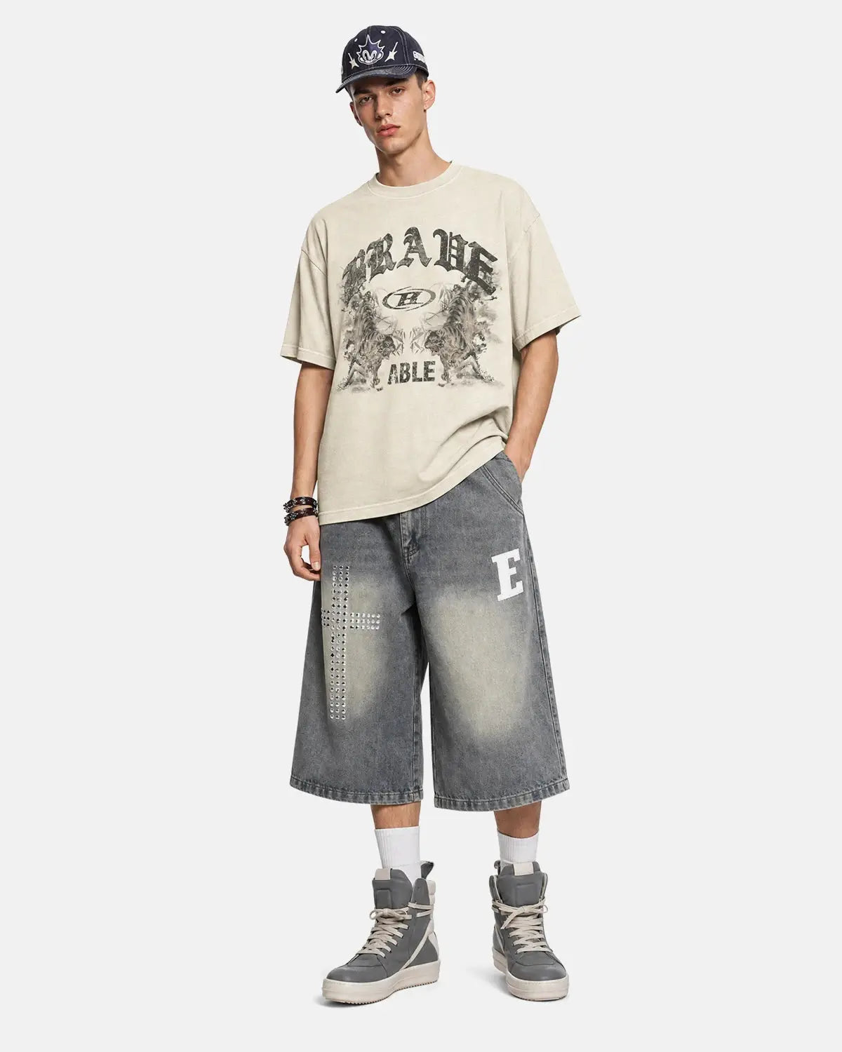 Flation vintage oversized graphic washed T-shirt in apricot color with streetwear style and bold design.