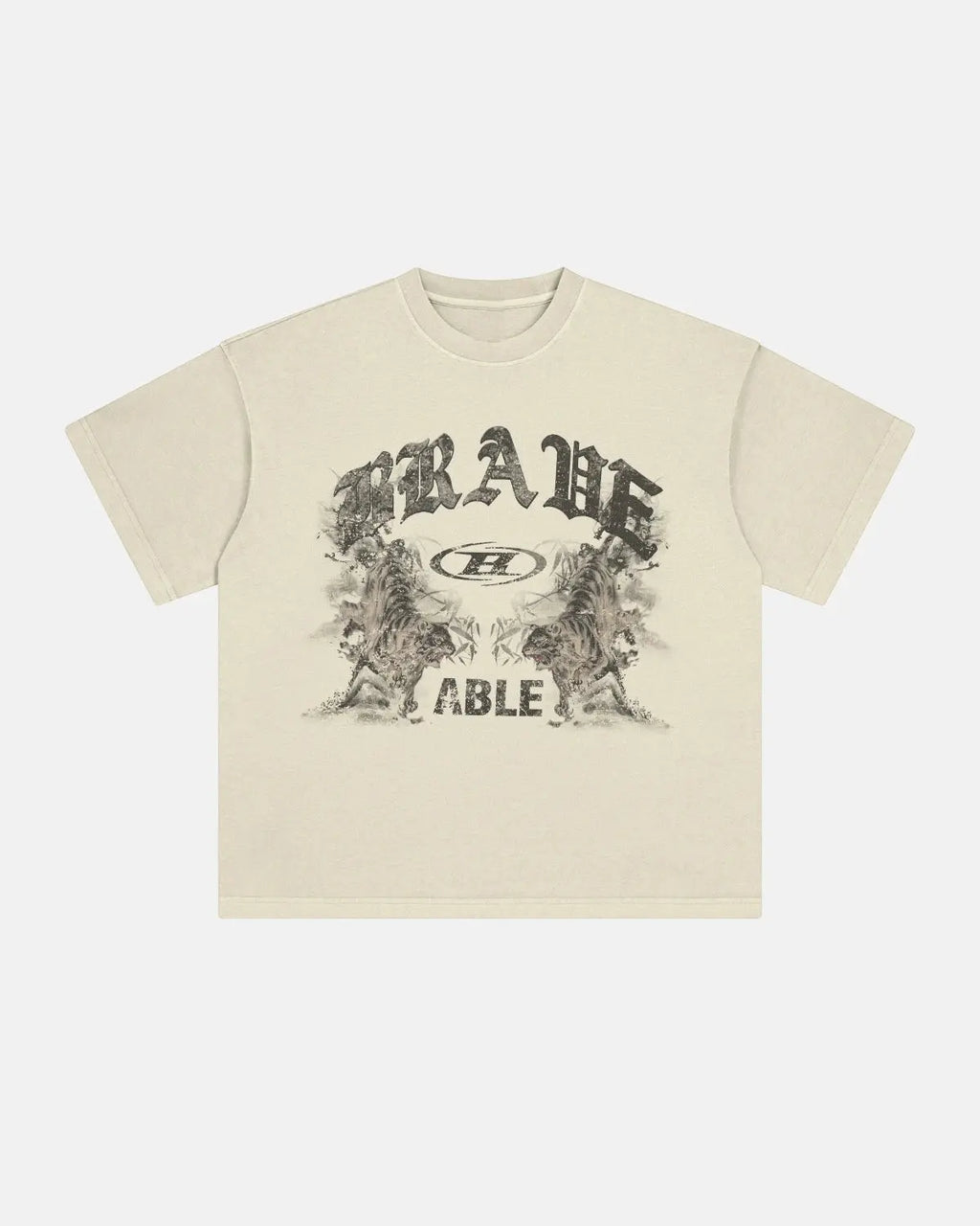 Flation oversized vintage graphic washed T-shirt in apricot color with streetwear style and bold printed design.