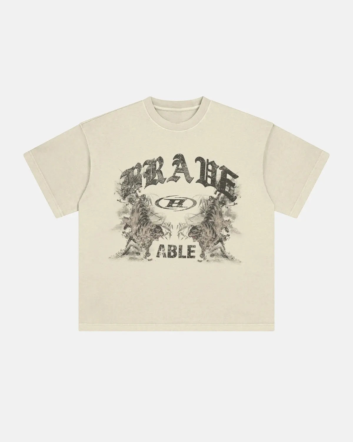 Flation oversized vintage graphic washed T-shirt in apricot color with streetwear style and bold printed design.