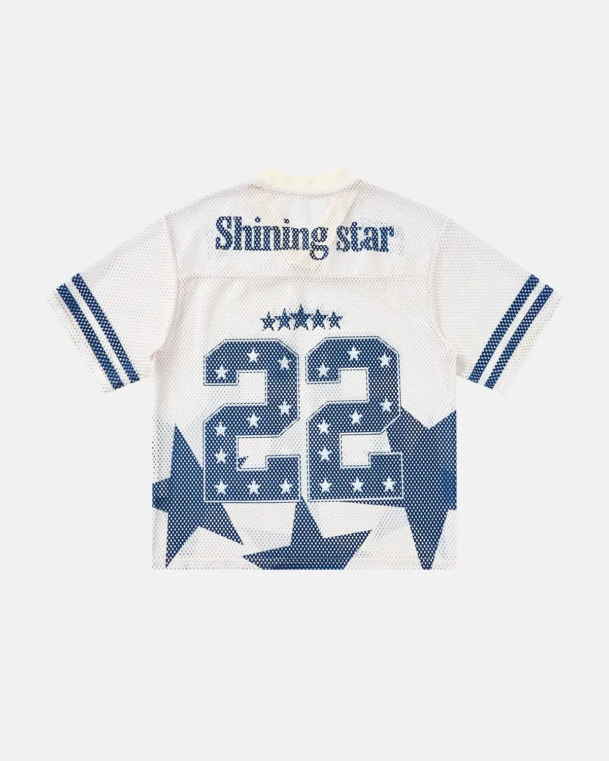 Oversized mesh jersey by Flation featuring a bold star graphic, breathable fabric, and streetwear style.