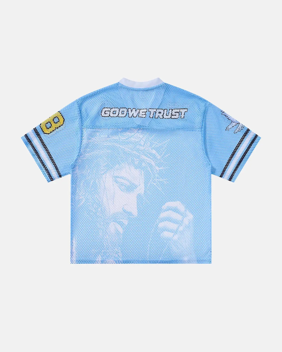 Dove graphic mesh football jersey by Flation Streetwear, featuring bold dove design and breathable mesh fabric.