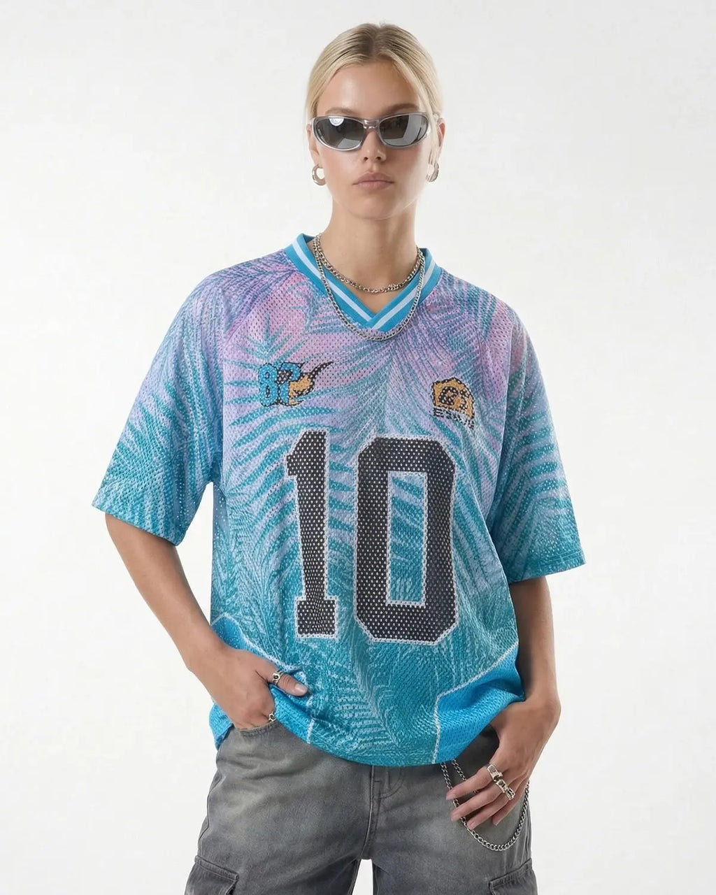 Oversized mesh football jersey by Flation Streetwear featuring breathable fabric and bold athletic style.