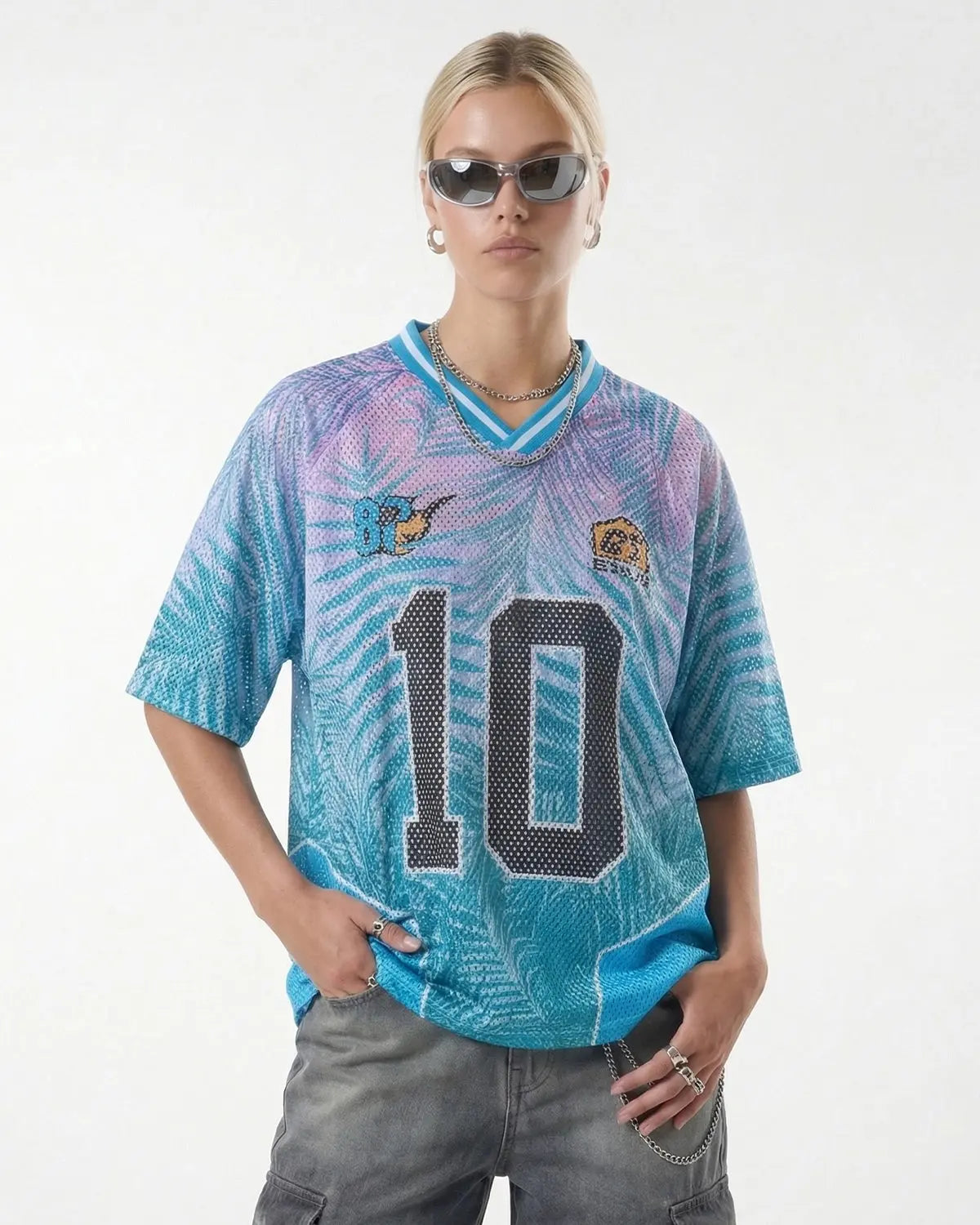 Oversized mesh football jersey by Flation Streetwear featuring breathable fabric and bold athletic style.