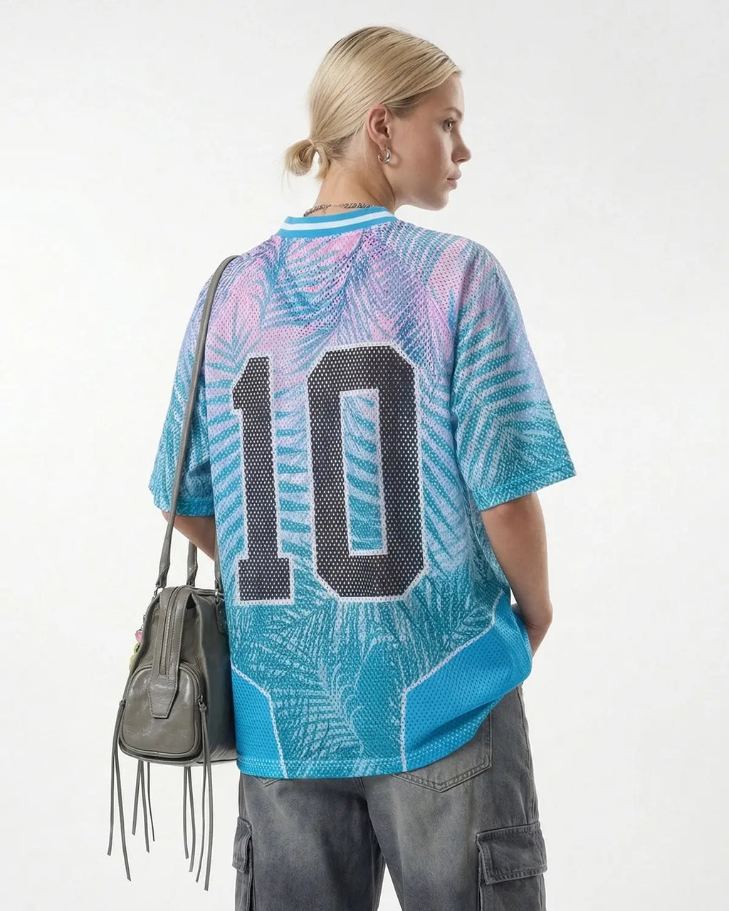Oversized Flation mesh football jersey with bold streetwear style, featuring breathable fabric and athletic fit for casual or sportswear.