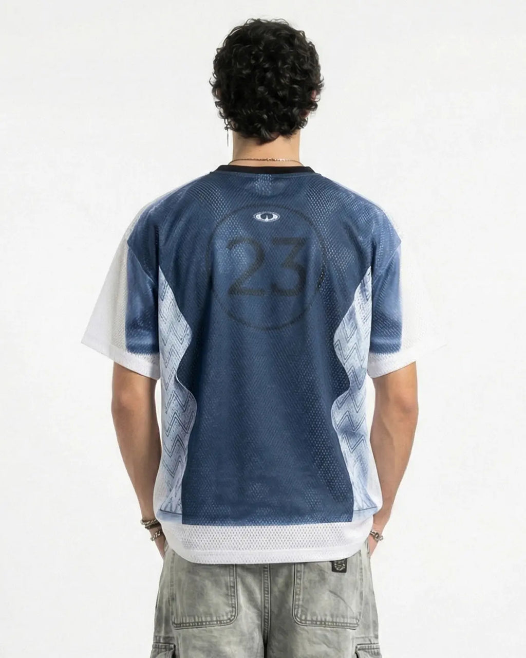 Digital printing mesh jersey T-shirt by Flation Streetwear, featuring a lightweight, breathable fabric with vibrant print design.