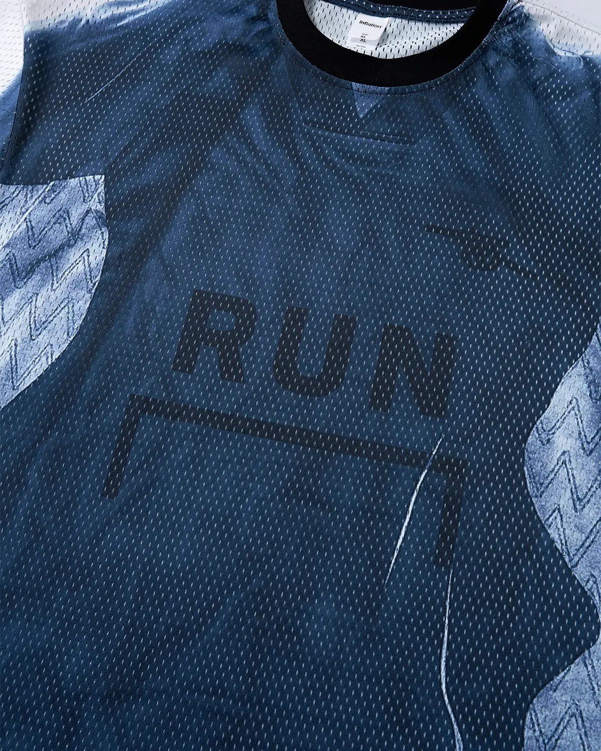 Digital printing mesh jersey T-shirt by Flation Streetwear featuring a lightweight, breathable design with vibrant graphics.