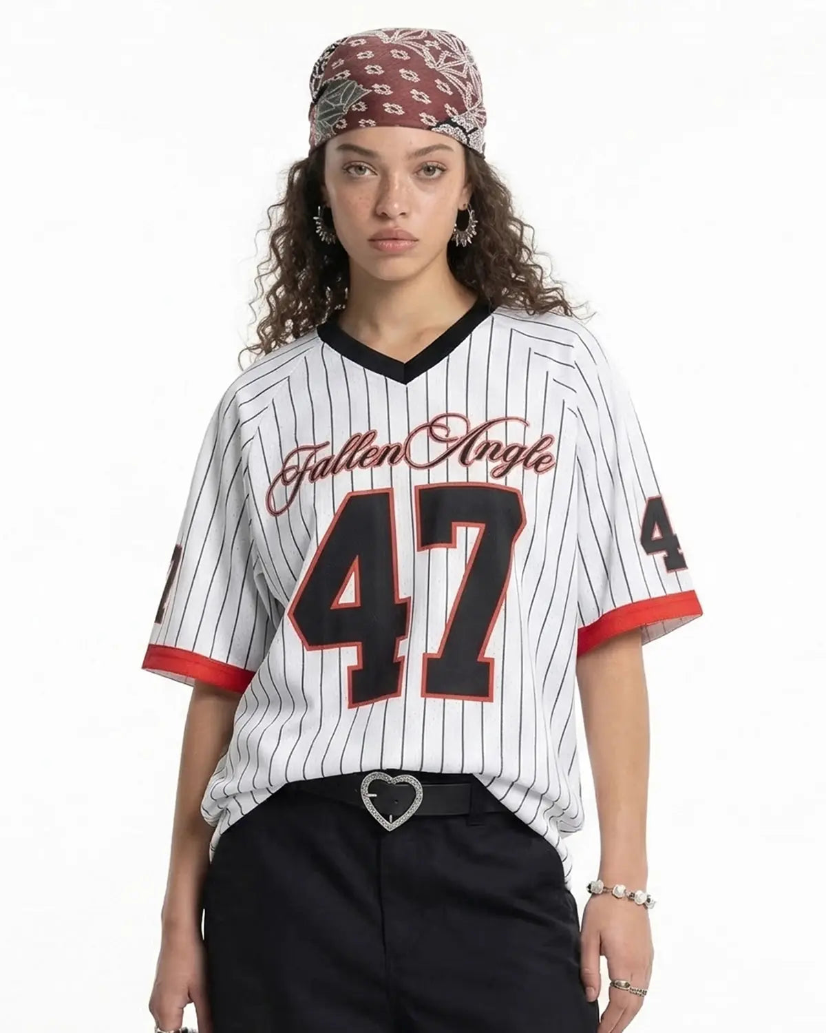 Flation Pinstripe Number Mesh Jersey featuring a stylish mesh fabric and bold number design for streetwear fashion.