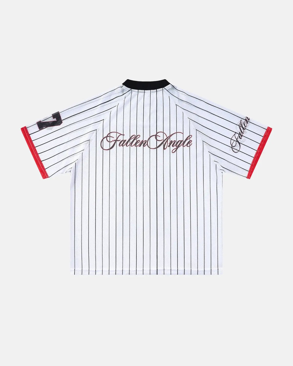 Flation Pinstripe Number Mesh Jersey showing black and white striped fabric with bold number print for streetwear style