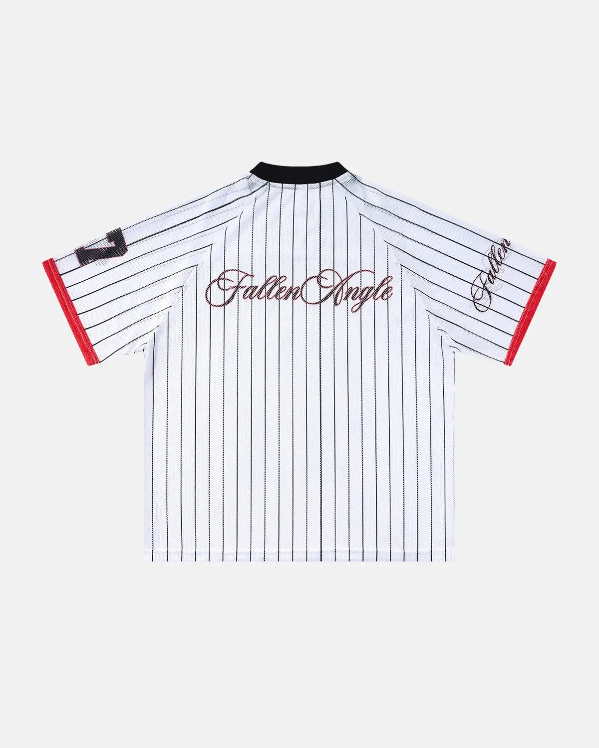 Flation Pinstripe Number Mesh Jersey showing black and white striped fabric with bold number print for streetwear style