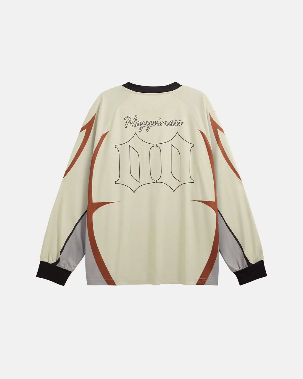 Retro oversized jersey by Flation Streetwear featuring bold graphic design and relaxed fit, displayed on a hanger.