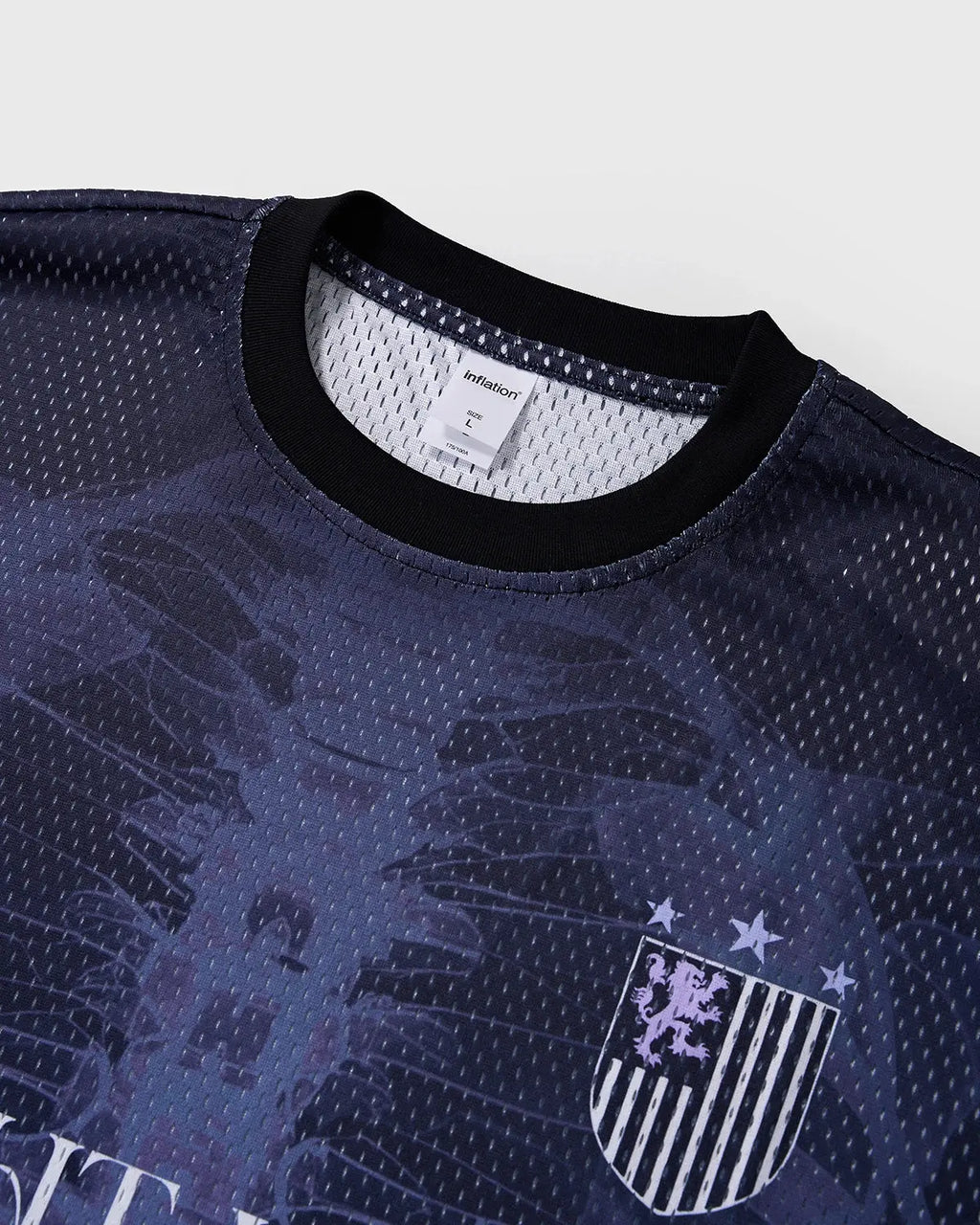 Black mesh jersey with X-ray skeleton graphic by Flation Streetwear, featuring bold skeletal print on lightweight, breathable fabric.