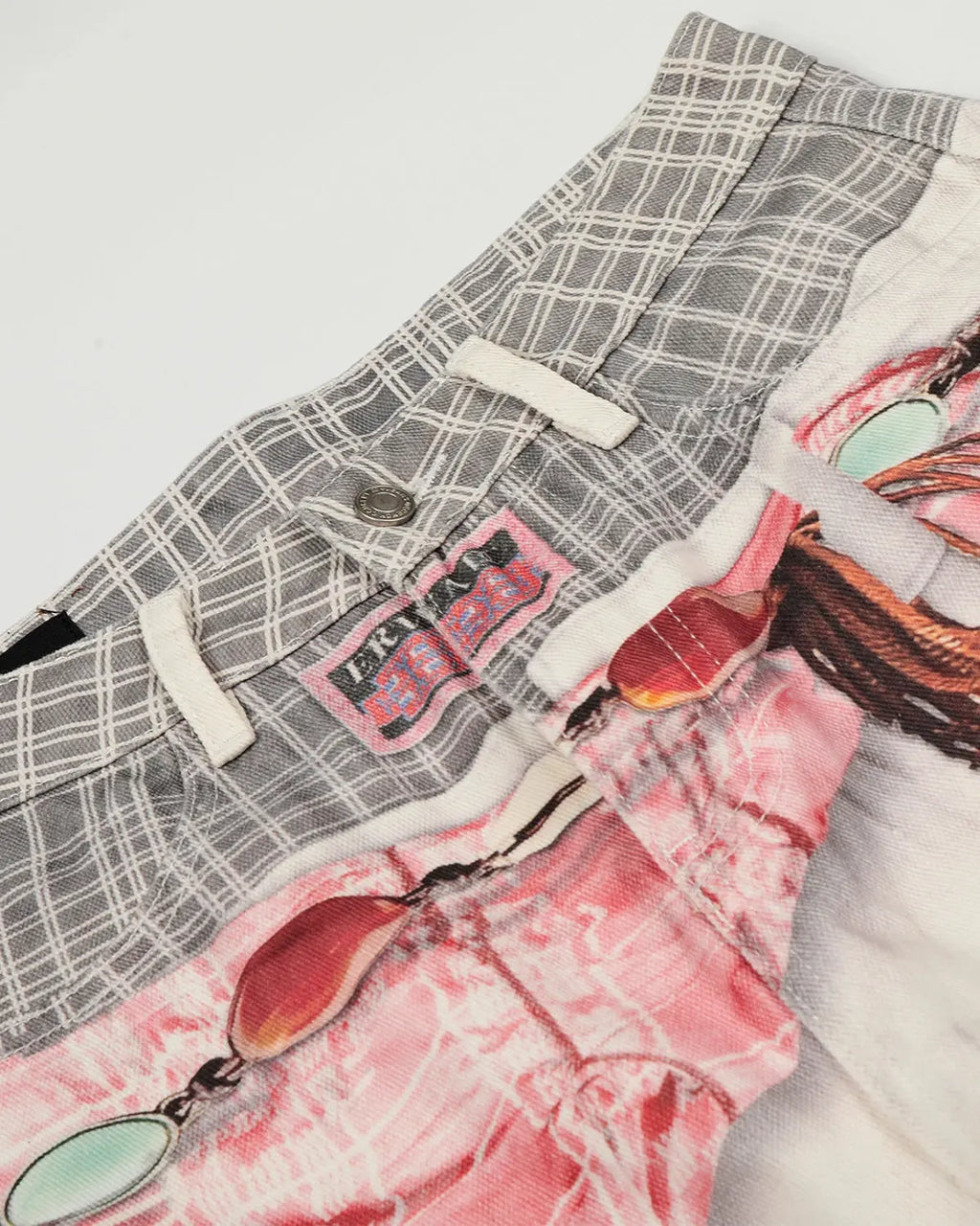 Digital printing baggy jeans by Flation Streetwear featuring bold, colorful designs on relaxed, oversized denim pants.