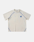 Beige Flation activewear breathable breezy tee, lightweight and comfortable for streetwear casual wear.