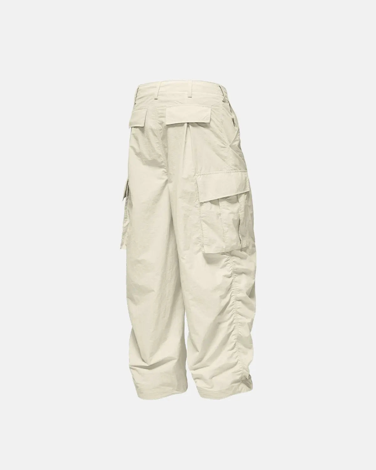 Black Flation Parachute Cargo Pants with multiple pockets, streetwear style, relaxed fit, designed by Flation.